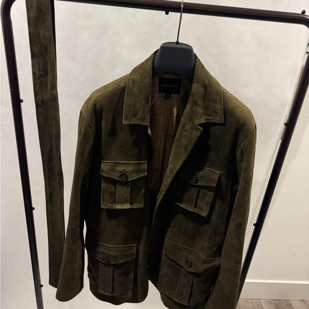 Banana Republic Men's Olive Suede Field Jacket - Picture 4 of 7
